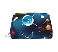 Abstract Science Chemistry Print Leather Makeup ba Leather Makeup Bag - Stylish Travel & Toiletry Companion