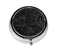Abstract Science Chemistry Print Pill Box Purse Small Round Pill Case Decorative Box Metal Medicine Vitamin Pill Organizer for Pocket Or Purse