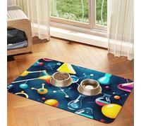 Abstract Science Chemistry print PU Leather Feeding Mat for Dogs Cats Pet Food Mat Absorbent Non-Slip Rubber Bottom