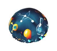 Abstract Science Chemistry Print Reusable Double Layer Shower Hat Elastic Band Design, Fits Most Head Sizes