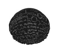 Abstract Science Chemistry Print Shower Cap - Double Layer Breathable, Adjustable Elastic Strap, Durable Hotel Travel Essentials