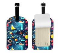 Abstract Science Chemistry Printed Leather Luggage Tag, Durable Baggage Identifier, Soft PU ID Label, for Business Travel