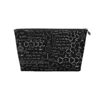 Abstract Science Chemistry Printed Leather Travel Toiletry Makeup Bag with Silver Zipper for Women on the Go