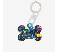 Abstract Science Chemistry Printing Dog Tag Bone Shaped Double Sided Pattern Dog Id Tags Bone Shaped Pet Name Tags Dog Collar Tags