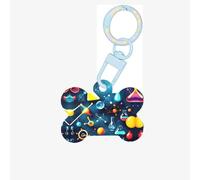 Abstract Science Chemistry Printing Dog Tag Bone Shaped Double Sided Pattern Dog Id Tags Bone Shaped Pet Name Tags Dog Collar Tags