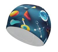 Abstract Science Chemistry Swim Cap for Adult, Elastic Fabric Swimming Cap, Comfortable Bathing Cap for Long & Short Hair