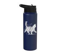 Abstract Scribble Cat Chaotic Energy Messy Fine-Lines Art Stainless Steel Insulated Water Bottle
