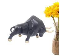 Abstract Sculpture, Resin Bull Figurines, 3.94-4.33 Inches Size Compact Collectible Home Decor, Desktop Statue Art for Bookshelf Wall Nightstand, Black or Bronze Color