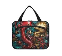 Abstract Sea Animals Hanging Travel Toiletry Cosmetic Makeup Bag Large Capacity Foldable Storage Wash Bags for Women Girls Bathroom