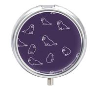 Abstract Sea Lion Round Pill Box Organiser 3 Compartment Medicine Case