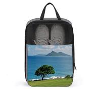 Abstract Sea View Shoe Bag Travel Shoe Organizer Water-Resistant Shoe Pouch with Zipper Sneaker Dust Bag, gray, One Size, Modern