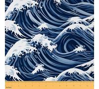 Abstract Sea Waves Fabric by The Yard Navy Blue White Gradient Lines Stripes Fabric for Sewing Supplies Modern Simple Spiral Ocean Theme Fabric for Room Decor and DIY Upholstery 1 Yard,36" L x 59" W