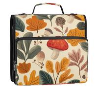 Abstract Seamless Autumn Pattern 1.5 Inch 3 Rings Zip Up Binder with Handle Multiple Pockets Documents Files Storage Bag Suitable for Middle School