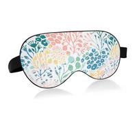 Abstract Seamless Colorful Floral Flowers and Herbs on White Adjustable Sleep Mask Lightweight Blindfold with Fashion Patterns Elastic Hidden Strap Relaxing Light Block 9.45 x 3.9 inch
