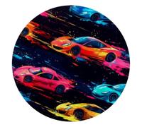 Abstract Seamless Pattern with Speed Race Small Round Mouse Pad, Anti-Slip Rubber Computer Mousepad for Office Home Gaming Laptop, 10 x 10 Inch