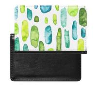Abstract Seamless Pattern with Watercolor Blue and Green Splashes Women's Passport Protector, Men's Passport Protector, PU Travel Passport Protector for Women Men Worker 5.8 x 3.9 x 0.4 inch