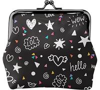 Abstract Seamless Pattern Women's Leather Coin Purse, Small Change Pouch with Kiss-Lock Clasp Closure Buckle Wallet for Girl Gift