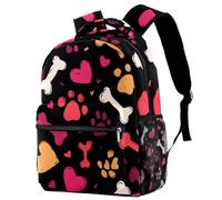 Abstract Seamless Paw Hearts and Bones University Laptop Backpack, Travel Bag Large Capacity & Adjustable Strap