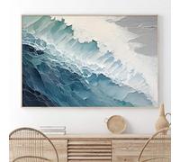 Abstract Seascape Canvas Wall Art Blue Ocean Poster Abstract Ocean Print Blue Abstract Pictures Abstract Wave Wall Art Blue and White Abstract Paintings Abstract Beach Art Canvas Living Room Unframed