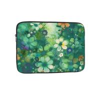 Abstract Seasonal Green Floral Laptop Sleeve for Women Men, 12 Inch Waterproof Laptop Bag Lightweight Notebook Computer Cover Bag