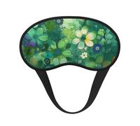 Abstract Seasonal Green Floral Sleep Mask for Side Sleeper Soft Breathable Sleeping Eye Mask Blackout Silk Eye Sleep Shade Cover with Elastic Strap Night Blindfold for Women Men Travel Nap