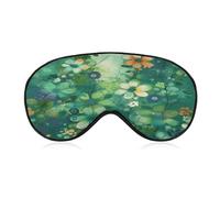 Abstract Seasonal Green Floral Sleeping Mask Sleep Mask for Side Sleeper Relaxing Zero Pressure Night Blindfold Light Block-Out Eye Mask for Sleep with Easy Adjustable Strap