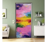Abstract Self-Adhesive Door Sticker, Abstract Modern Stripes Fluid 90 x 200 cm Door Murals Stickers PVC Removable Wallpaper Decoration Doors Poster Stickers for Bedrooms Living Room Bathroom Office