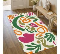 Abstract Shapes Area Rug, Contemporary Bohemian Floral Patterns Curved Lines N/a Multicolor Low Pile Sponge Doormat Rectangle Throw Rug Non Shedding Entryway Bathroom Laundry Room Decor 3' X 5'