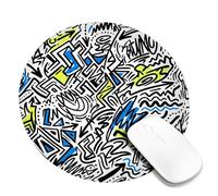 Abstract Shapes Small Mouse Pad, Modern Graphic Arrows Lines None Black Round Rubber Smooth Portable Mini Desk Mousepad Idea for Home Office Desk Laptop Gamers Gift Round 8x8 Inch