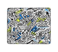 Abstract Shapes Small Mouse Pad, Modern Graphic Arrows Lines None Black Square Rubber Washable Portable Travel Mousepad Decor for Home Office Work Gaming Desk Square 8x10 Inch