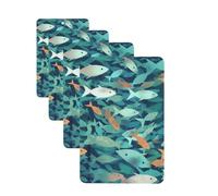 Abstract Shoal of Fish Car Air Fresheners Cards Set of 4 Pieces Personalized Car Fresheners Gifts for Men Women Auto Aromatherapy Tablets Hanging Scented Cards for Wardrobe Bathroom