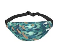 Abstract Shoal of Fish Fanny Pack for Men Women Crossbody Waist Bag Everywhere Belt Bag Wallet Hip Bum Bag with Adjustable Strap Casual Chest Bag for Outdoor Hiking Cycling, Black, One Size
