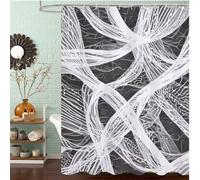 Abstract Shower Curtain 100 x 200 cm, Waterproof Fast-Drying Polyester Fabric, Extra Long Shower Curtain with Weighted Bottom & 12 Hooks Washable Bathroom Curtains for Wet Room, Black and White J8-89