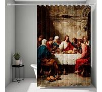 Abstract Shower Curtain, Shower Curtains The Last Supper Bathroom Curtains with 12 Hooks, HD Printing Waterproof Bath Curtain Quick-Drying Washable for Wet Room, Bathroom Decor 150 * 200cm -ly25072WM