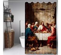 Abstract Shower Curtain The Last Supper Shower Curtains for Bathroom, HD Printing Waterproof Bathroom Curtains with 12 Hooks, Polyester Bath Curtain Machine Washable, Shower Stall 160 * 200cm -lsy7299