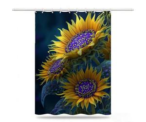 Abstract Shower Curtains for Bathroom 160x200cm, Long Waterproof Bath Curtain, Large Polyester Fabric Window Drapes with 12 Hooks, Weighted Hem Showering Panel, Sunflower Curtains 64x80inch, Model720