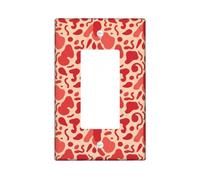 Abstract Single Rocker Light Switch Cover, Contemporary Artistic Curves Spots None Red Plastic Standard Size Switch Plate Decorative for Home Living Room New Apartment Decor
