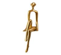Abstract Sitting Thinking Statue - Golden Resin Cutout Mould, Large Figure Size | Modern Artistic Expression Decorative Display, For Home Decoration, For Office Furnishings, Re