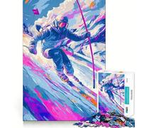 Abstract Skier on Mountain Slope for Adults 1000 Piece Puzzle Brain Exercise HD Print Home Activity Birthday Art Gift (38x52cm)