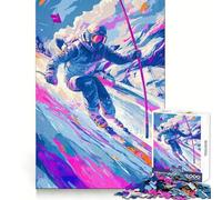 Abstract Skier on Mountain Slope for Adults 1000 Piece Puzzle Brain Exercise HD Print Home Activity Birthday Art Gift (38x52cm)