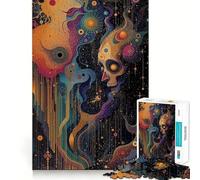 Abstract Skull And Cosmic Entities 1000 Piece Jigsaw Puzzles for Adults Teenagers Recall Boost Tight Cut Real Challenge Art Display (38x52cm)
