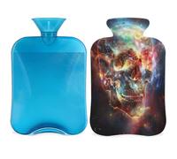 Abstract Skull Hot Water Bottle with Cover, Psychedelic Skull 2L Hot Water Bag for Pain Relief, Neck Soft and Shoulder, Hand Feet Warmer, Hot and Cold Compress for Adult Kids