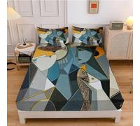 Abstract Small Double Fitted Sheet Pop Art Bed Sheets - 30 cm Deep Pocket Fitted Bed Sheet with 2 Pillowcases, Soft Brushed Microfiber Bedding 120x190 cm - Easy Care Bottom Sheet