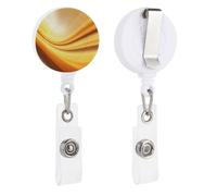 Abstract Smooth Yellow Golden Orange Gradient Retractable Badge Holder Reel Clip ID Card Holder for Doctor Nurse Student Office Worker