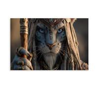 Abstract Snow Leopard Priestess Art Canvas Poster Wall Art Decor Print Picture Paintings for Living Room Bedroom Decoration 16x24inch(40x60cm)