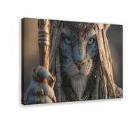 Abstract Snow Leopard Priestess Art Canvas Poster Wall Art Decor Print Picture Paintings for Living Room Bedroom Decoration 24x36inch(60x90cm)