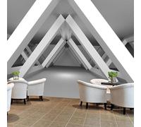 Abstract Space Extension Large Cubic Geometry 3D Wallpaper Silky Texture Home Study Office Grey Dining Room Sofa Bedroom Living Room TV Backdrop-200cm×140cm