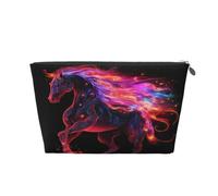 Abstract Space Horse Leather Travel Toiletry Bag