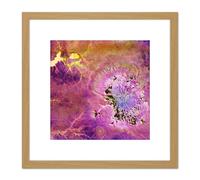 Abstract Space Planet Surface Bright 8X8 Inch Square Wooden Framed Wall Art Print Picture with Mount Artery8 Light Oak One Size
