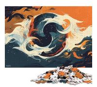 Abstract Space Swirl Yin Yang Puzzle Jigsaws 500 Pieces for Adults Wooden Puzzles Family Fun Jigsaws Puzzles 500pcs (52x38cm)
